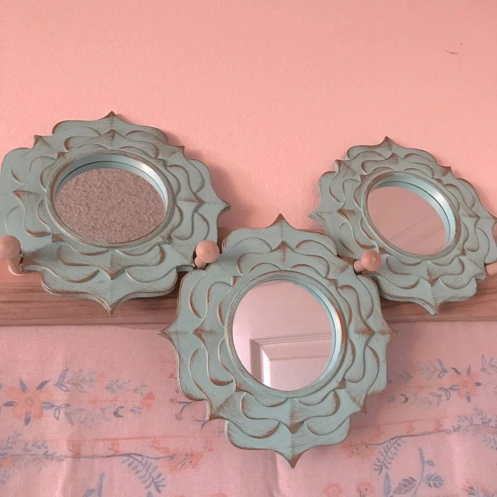 3 Decorative Blue and Gold Mirrors